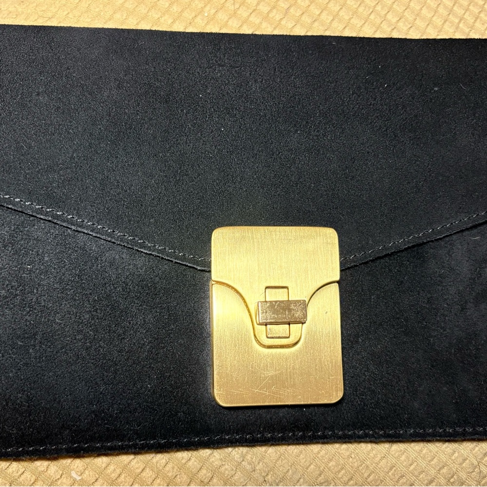 Talbots Elegant Black Clutch with Gold Clasp